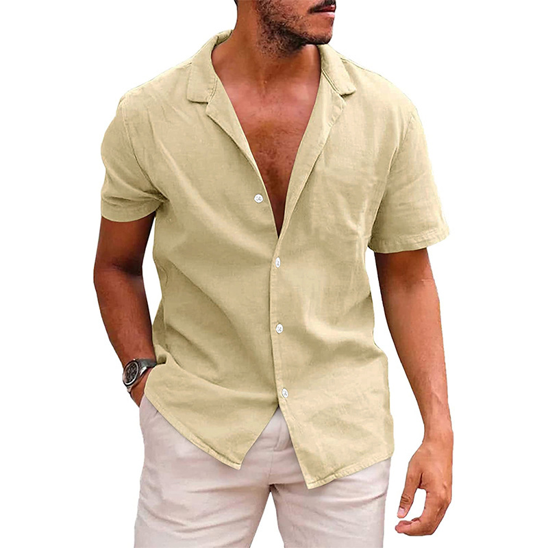 Casual Short-Sleeve Button-Down Shirt for Men