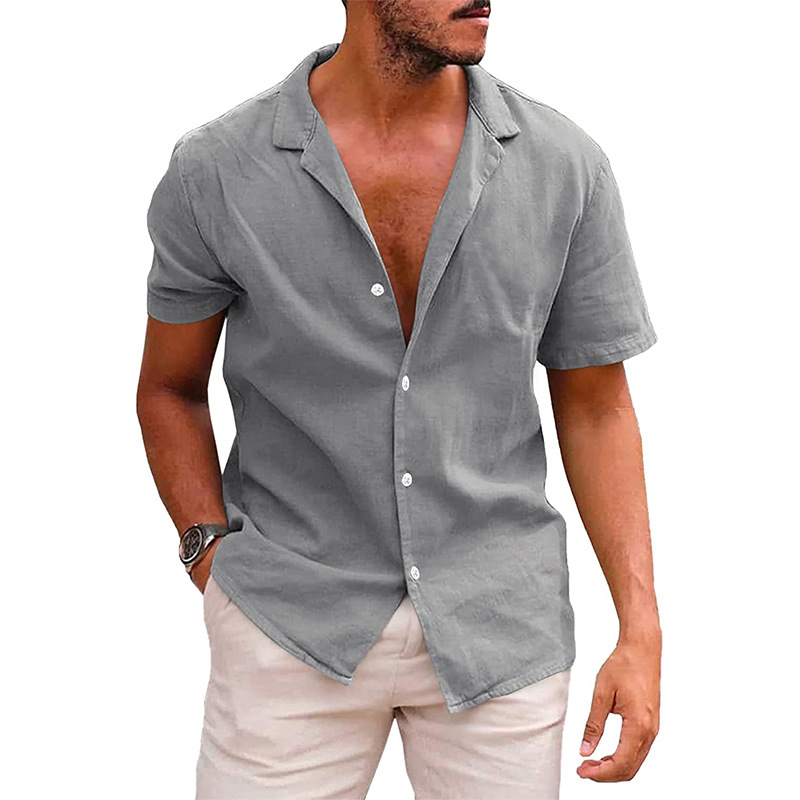 Casual Short-Sleeve Button-Down Shirt for Men