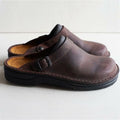 Men's Leather Clogs - Slip-On Mule Design with Adjustable Buckle Strap
