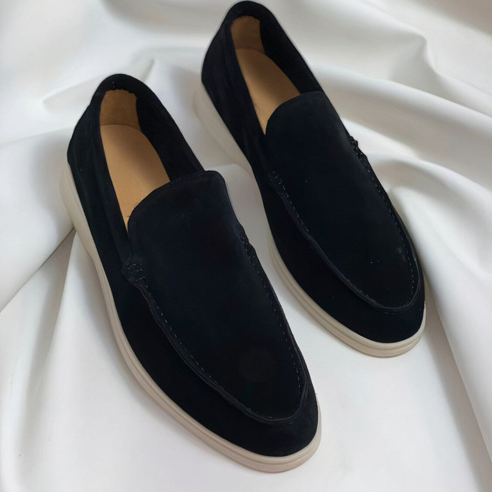 Men's Slip-On Shoes - Contrast Stitching and Textured Chunky Sole Detail