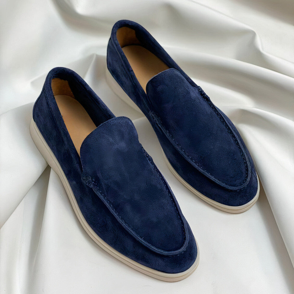Men's Slip-On Shoes - Contrast Stitching and Textured Chunky Sole Detail
