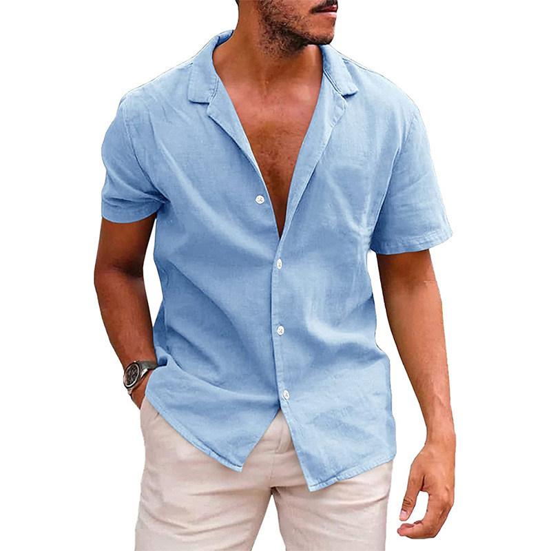 Casual Short-Sleeve Button-Down Shirt for Men