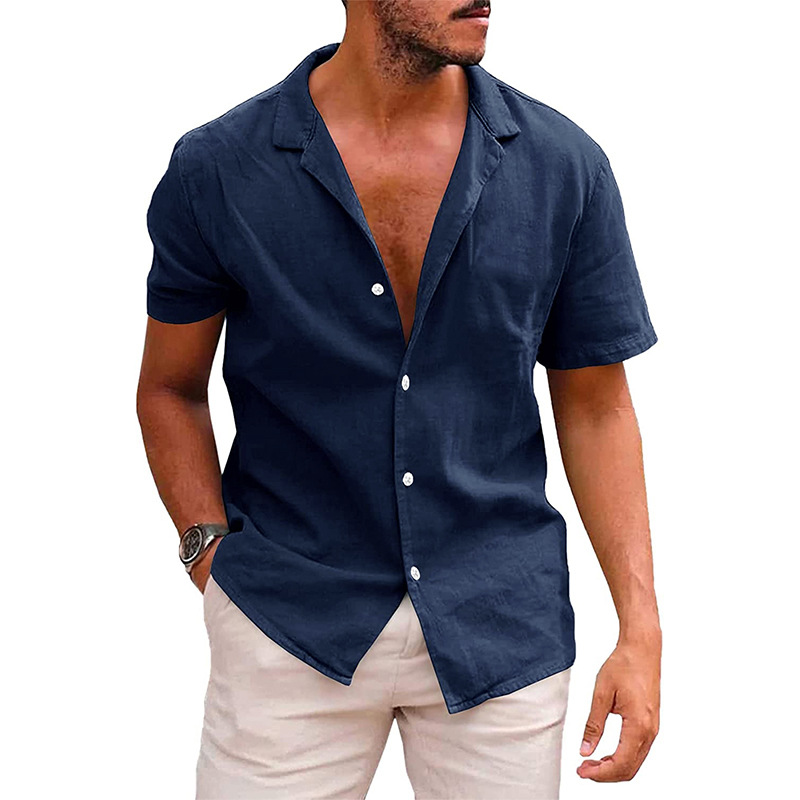 Casual Short-Sleeve Button-Down Shirt for Men