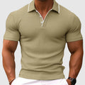 Men's Polo Shirt - Textured Knit Design with Contrast Tipped Collar and Muscle Fit Detail