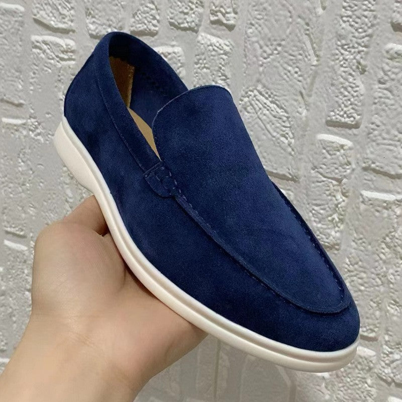 Men's Slip-On Shoes - Contrast Stitching and Textured Chunky Sole Detail