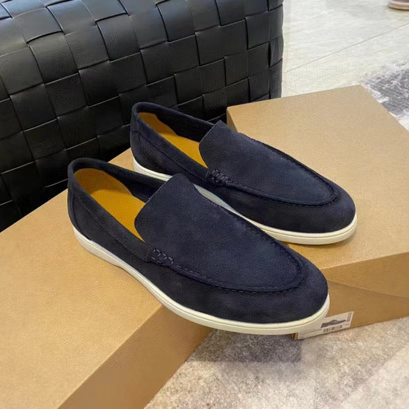 Men's Slip-On Shoes - Contrast Stitching and Textured Chunky Sole Detail