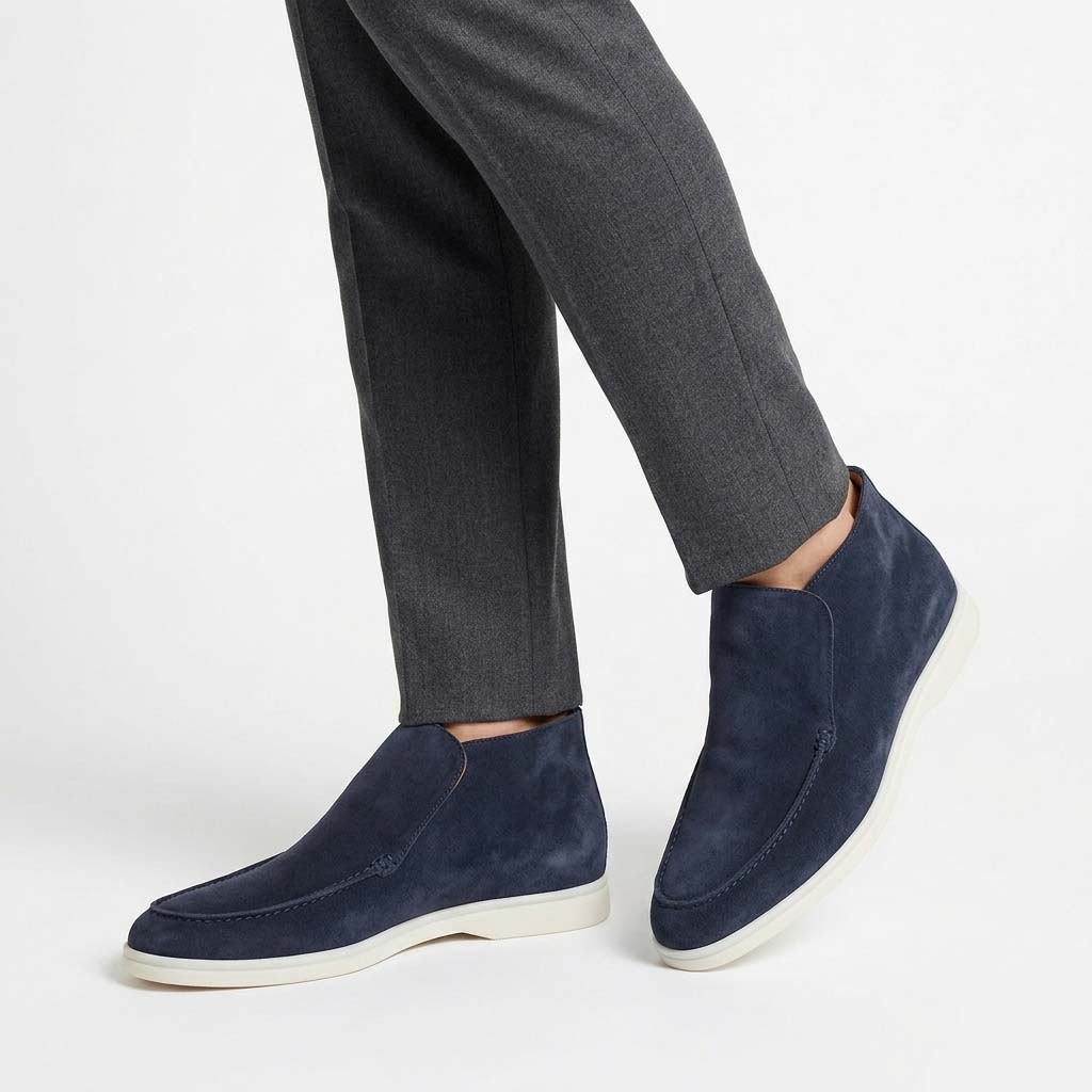 Men's Mid-Top Slip-On Shoes - Textured Apron Toe and Contrast Sole Detail