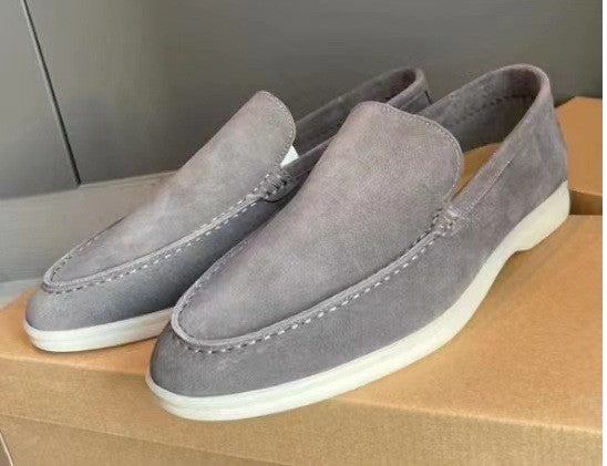 Men's Slip-On Shoes - Contrast Stitching and Textured Chunky Sole Detail