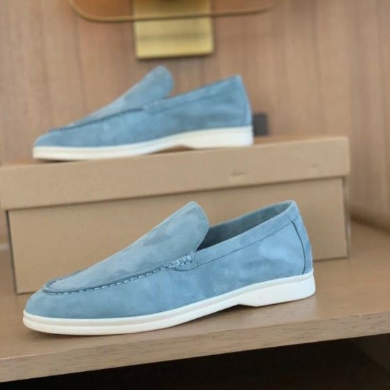 Men's Slip-On Shoes - Contrast Stitching and Textured Chunky Sole Detail