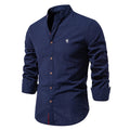 Men's Linen Shirt - Grandad Collar and Slim Fit Detail