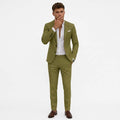 Men's Linen Suit - Slim Fit 2-Button Jacket and Tailored Trousers