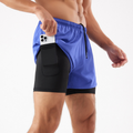 Men's 2-in-1 Running Shorts - Double Layer Design with Phone Pocket and Zip Detail