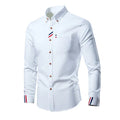 Men's Slim Fit Shirt - Contrast Stripe Tape and Button-Down Collar Detail