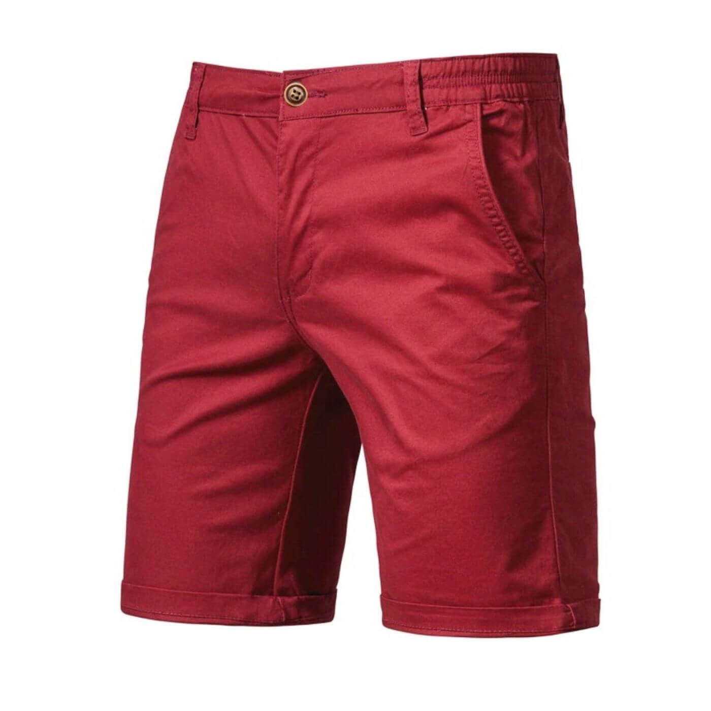 Men's Chino Shorts - Flat Front Design and Slim Fit Detail