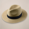 Men's Panama Hat - Woven Straw Texture and Contrast Ribbon Band Detail