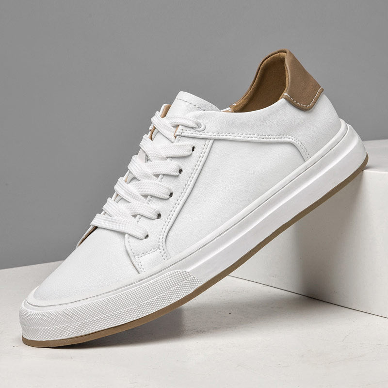 Men's Sneakers - Leather Lace-Up Front with Contrast Heel Tab