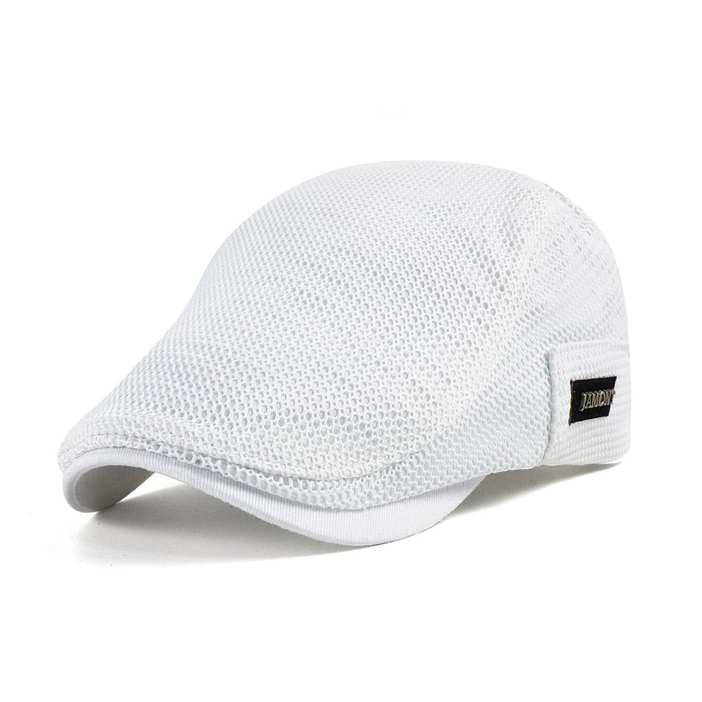 Men's Flat Cap - Breathable Mesh Fabric and Side Brand Tab Detail