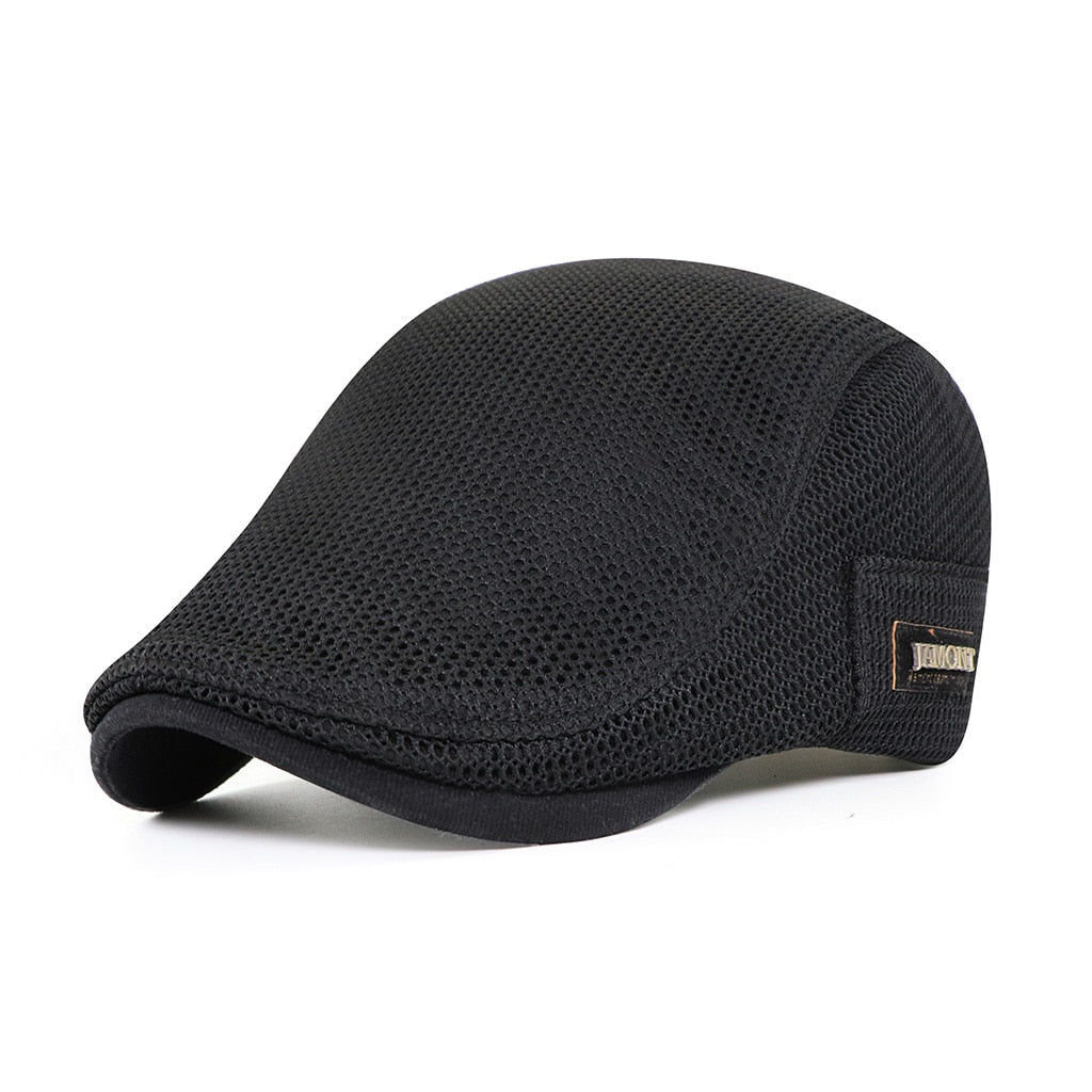 Men's Flat Cap - Breathable Mesh Fabric and Side Brand Tab Detail