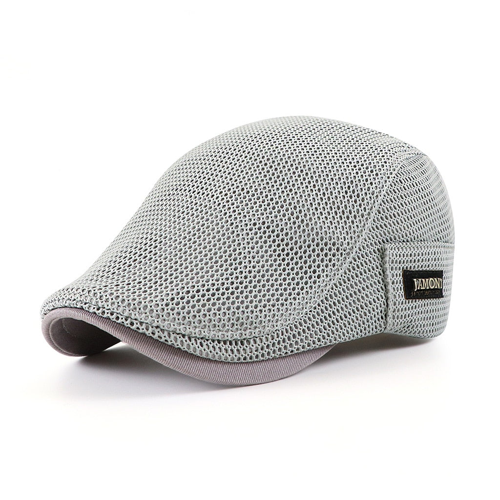 Men's Flat Cap - Breathable Mesh Fabric and Side Brand Tab Detail