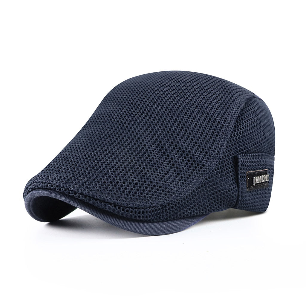 Men's Flat Cap - Breathable Mesh Fabric and Side Brand Tab Detail