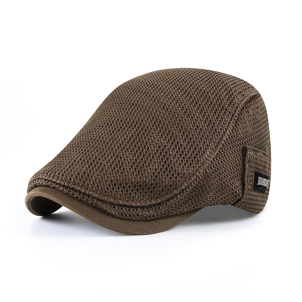 Men's Flat Cap - Breathable Mesh Fabric and Side Brand Tab Detail