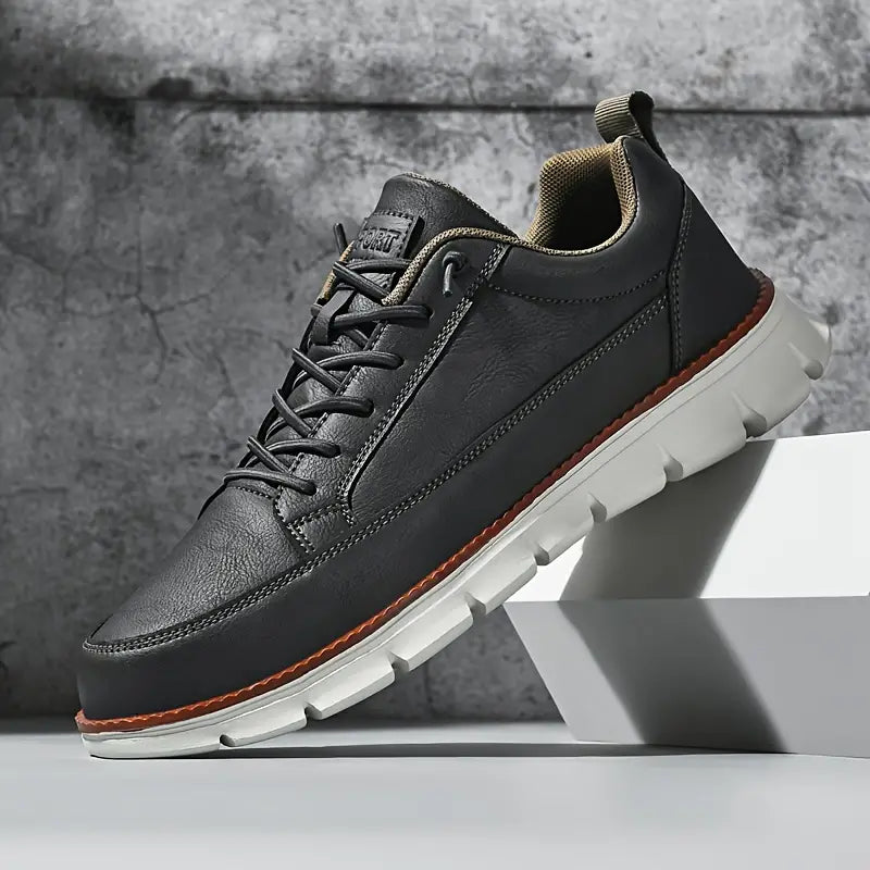 Men's Trainers - Lace-Up Design and Contrast Chunky Sole Detail