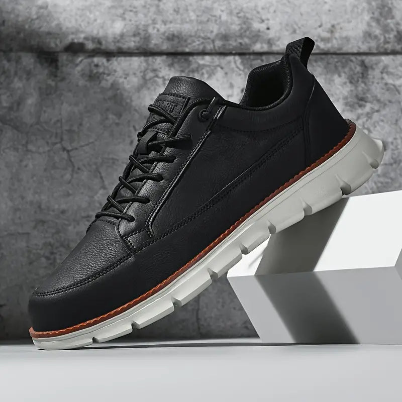 Men's Trainers - Lace-Up Design and Contrast Chunky Sole Detail