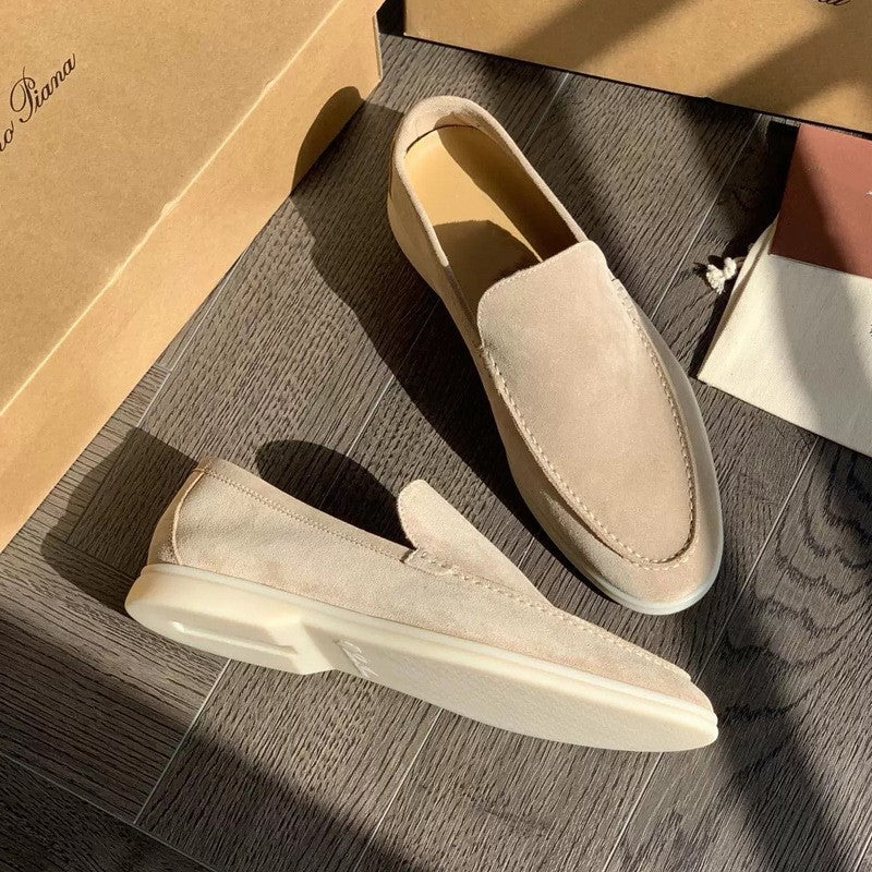 Men's Loafers - Slip-On Design and Contrast Sole Detail