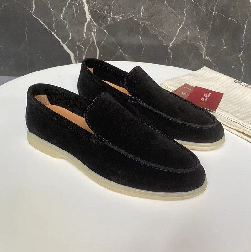 Men's Loafers - Slip-On Design and Contrast Sole Detail
