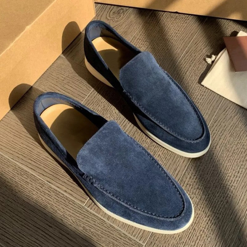Men's Loafers - Slip-On Design and Contrast Sole Detail