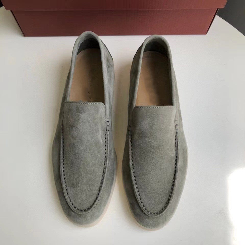 Men's Loafers - Slip-On Design and Contrast Sole Detail