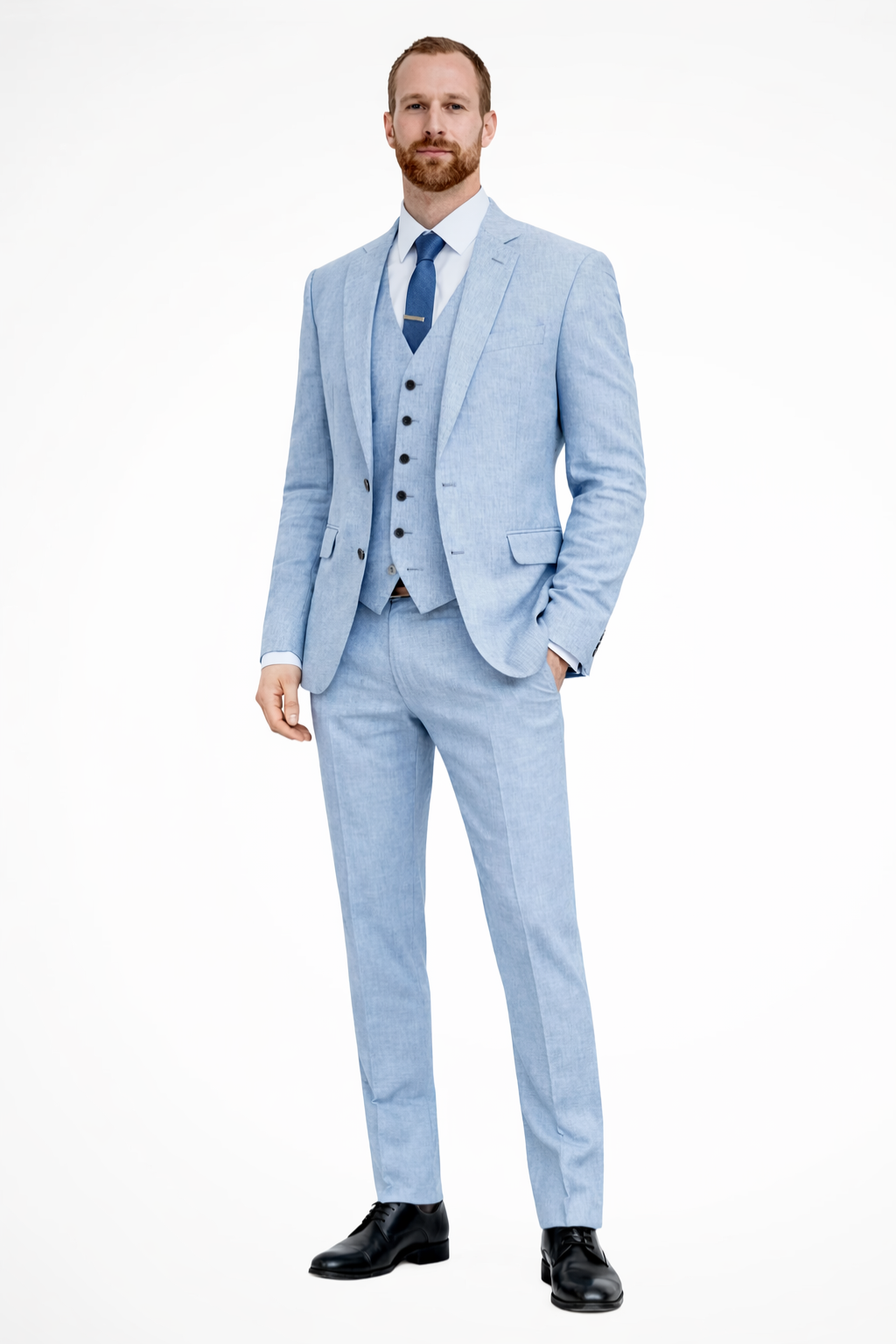 Men's Three-Piece Suit - Notch Lapel Jacket with Matching Waistcoat and Tailored Trousers