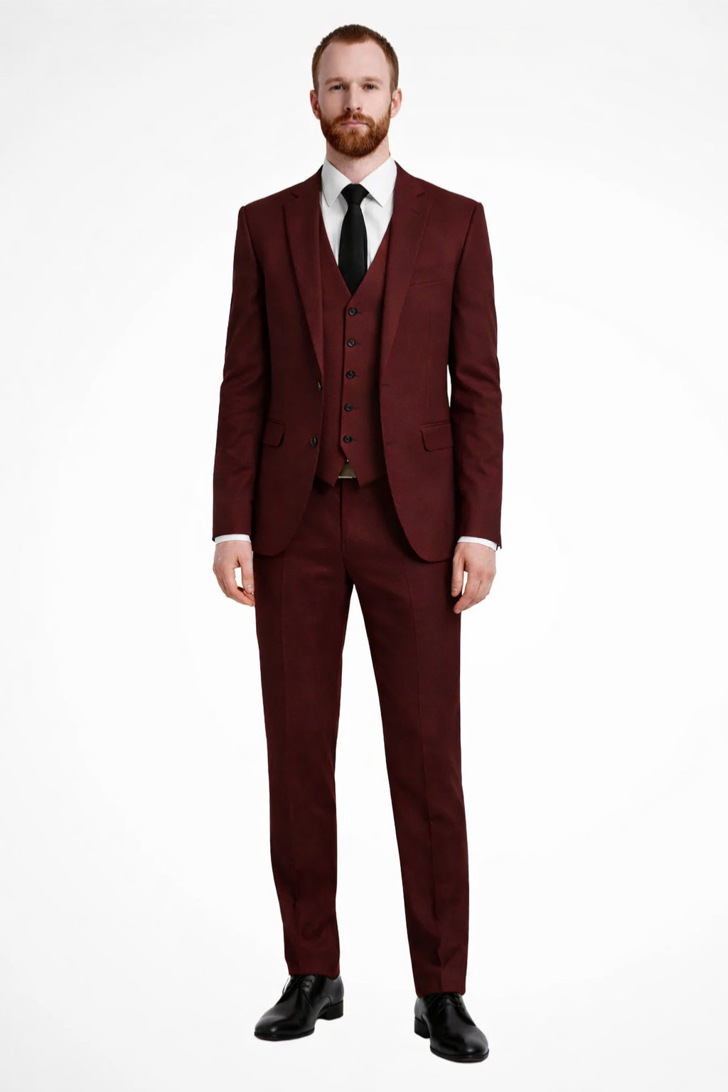 Men's Three-Piece Suit - Notch Lapel Jacket with Matching Waistcoat and Tailored Trousers