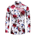 Men's Shirt - Floral Print Design and Long Sleeve Detail