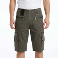 Men's Cargo Shorts - Multi-Pocket Design with Zip Fastening and D-Ring Detail