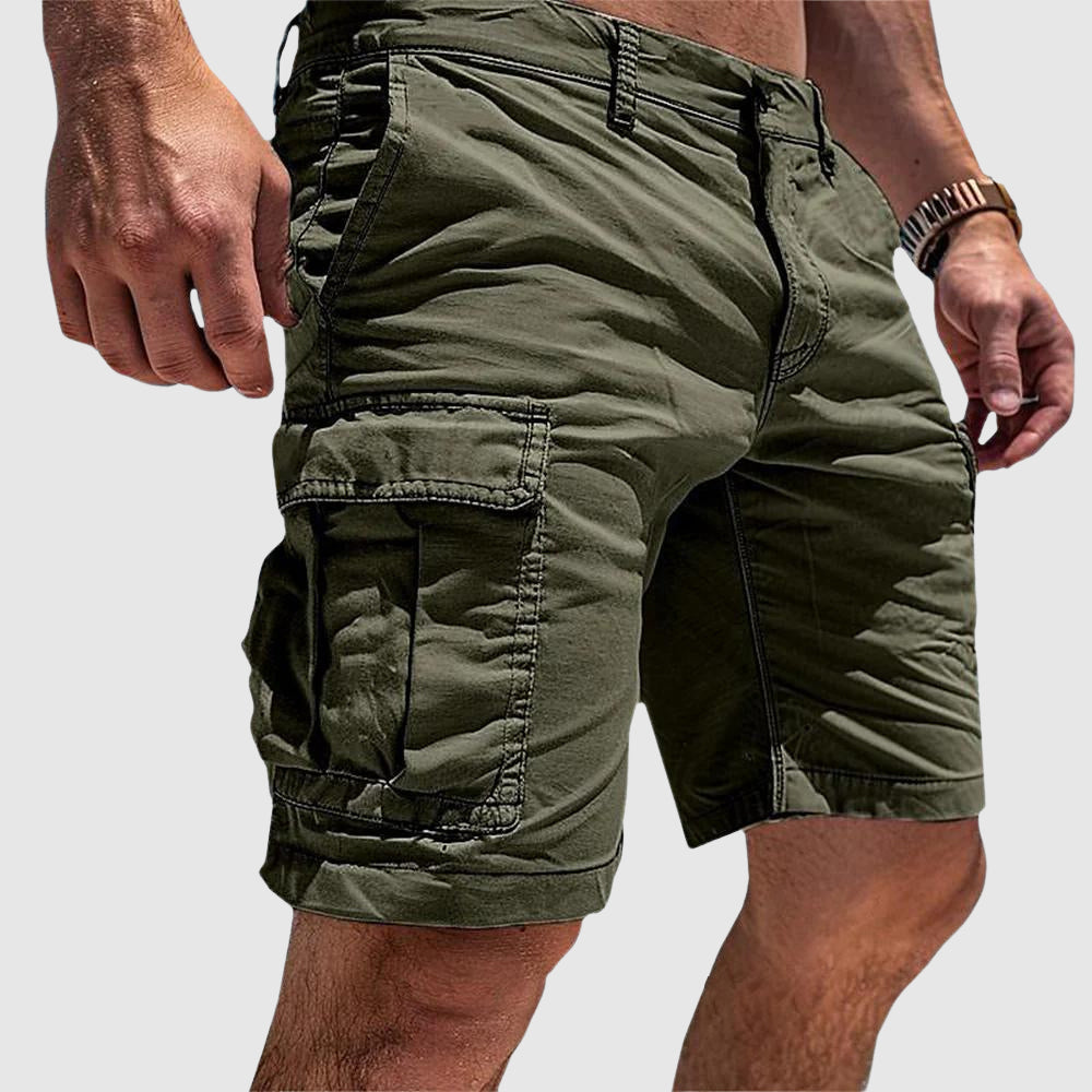 Men's Cargo Shorts - Multi-Pocket Design and Slim Fit Detail