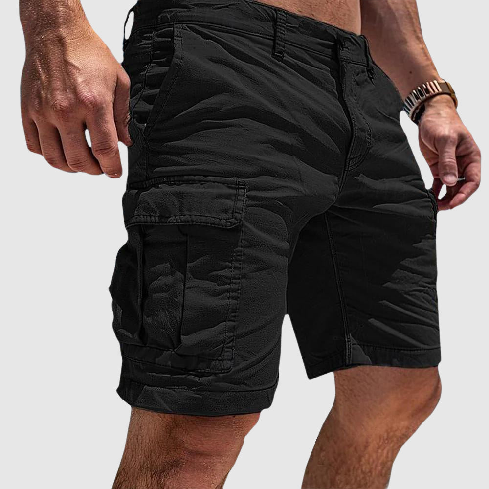 Men's Cargo Shorts - Multi-Pocket Design and Slim Fit Detail