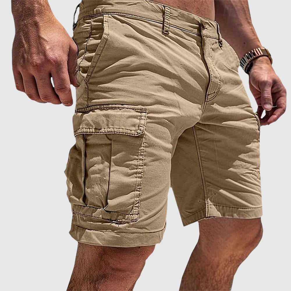 Men's Cargo Shorts - Multi-Pocket Design and Slim Fit Detail