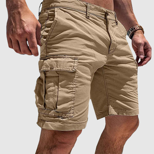 Men's Cargo Shorts - Multi-Pocket Design and Slim Fit Detail