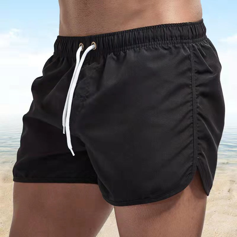 Men's Swim Shorts - Quick-Dry Design with Drawstring Waist and Side Split Detail