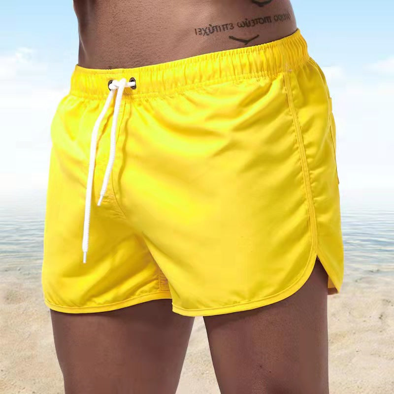 Men's Swim Shorts - Quick-Dry Design with Drawstring Waist and Side Split Detail