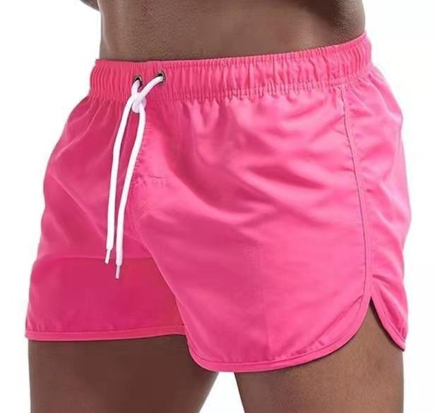 Men's Swim Shorts - Quick-Dry Design with Drawstring Waist and Side Split Detail