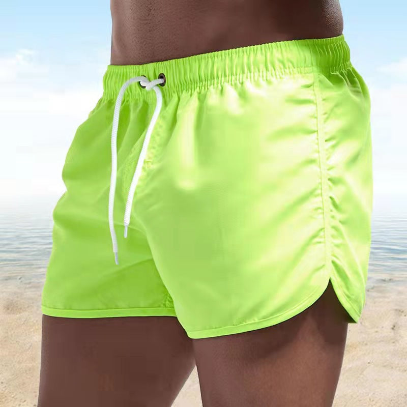 Men's Swim Shorts - Quick-Dry Design with Drawstring Waist and Side Split Detail