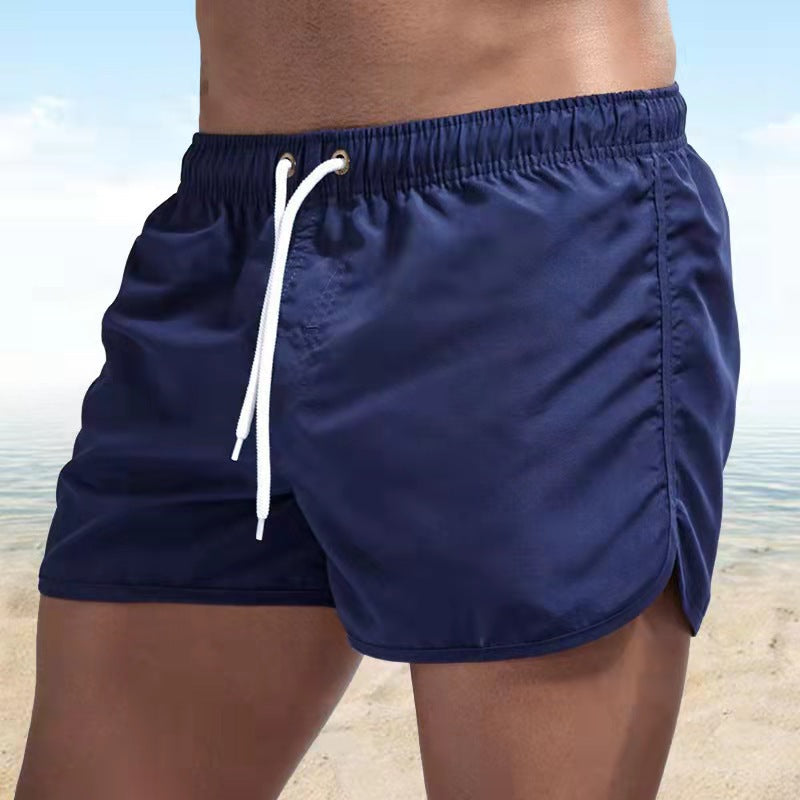 Men's Swim Shorts - Quick-Dry Design with Drawstring Waist and Side Split Detail