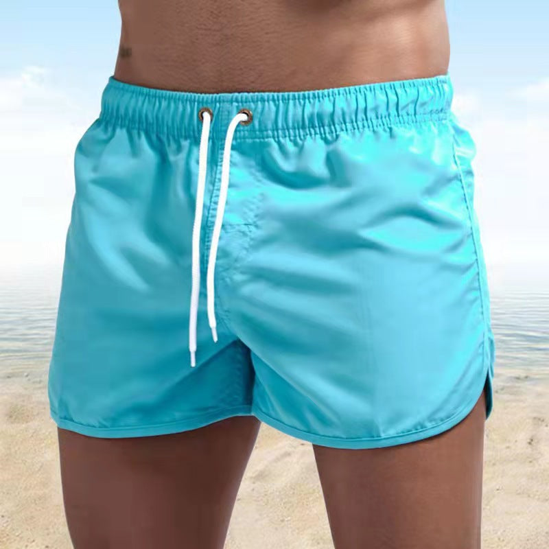 Men's Swim Shorts - Quick-Dry Design with Drawstring Waist and Side Split Detail