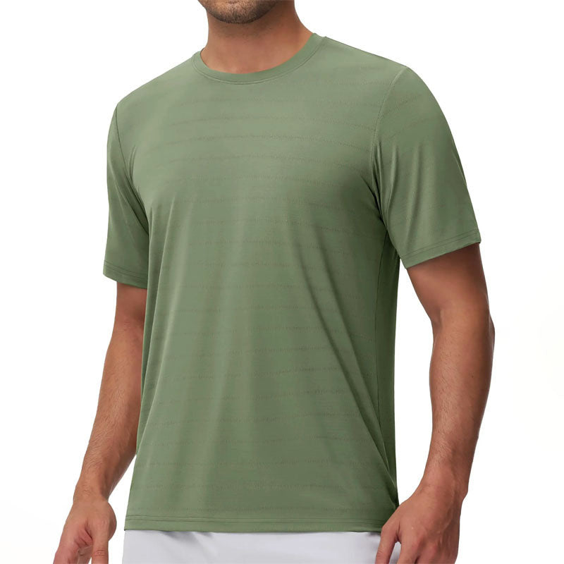 Men's T-Shirt - Horizontal Textured Stripe with Crew Neck