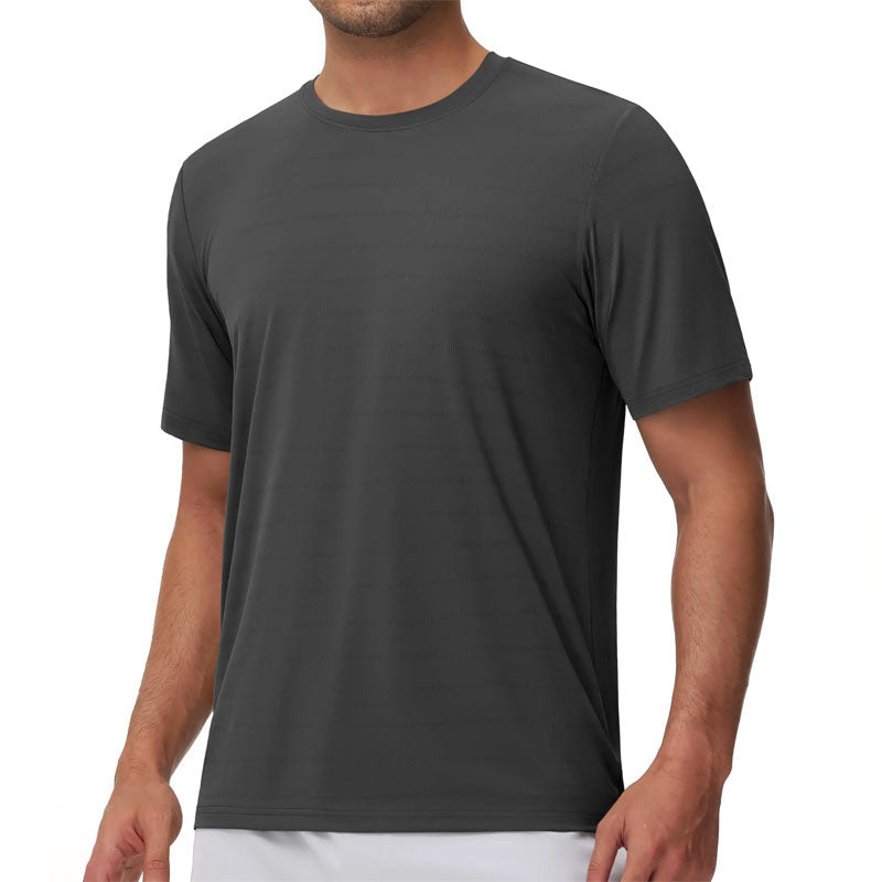 Men's T-Shirt - Horizontal Textured Stripe with Crew Neck