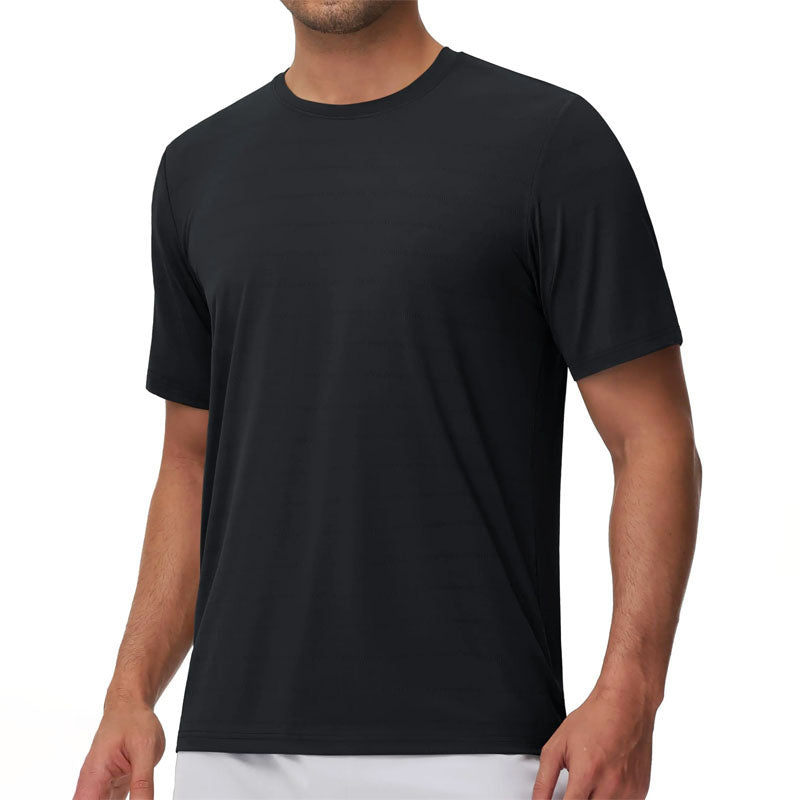 Men's T-Shirt - Horizontal Textured Stripe with Crew Neck