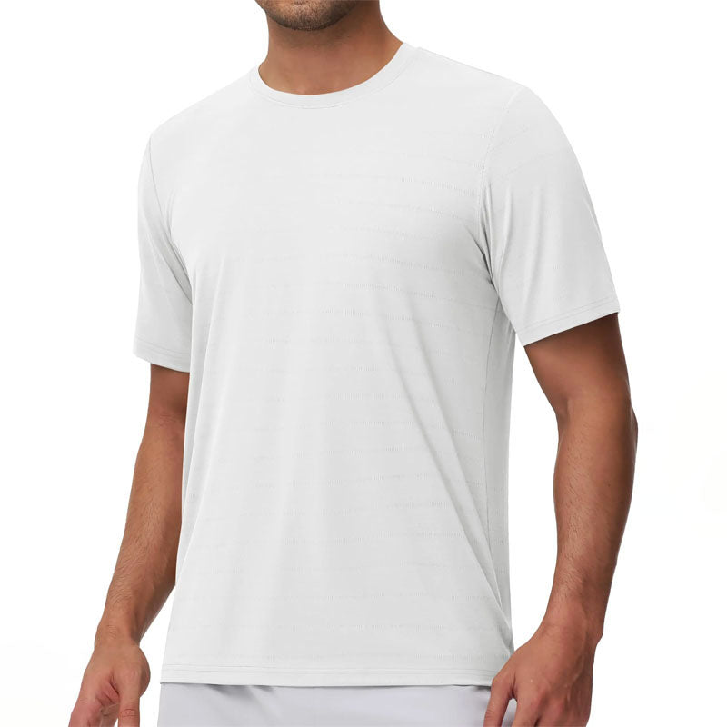 Men's T-Shirt - Horizontal Textured Stripe with Crew Neck