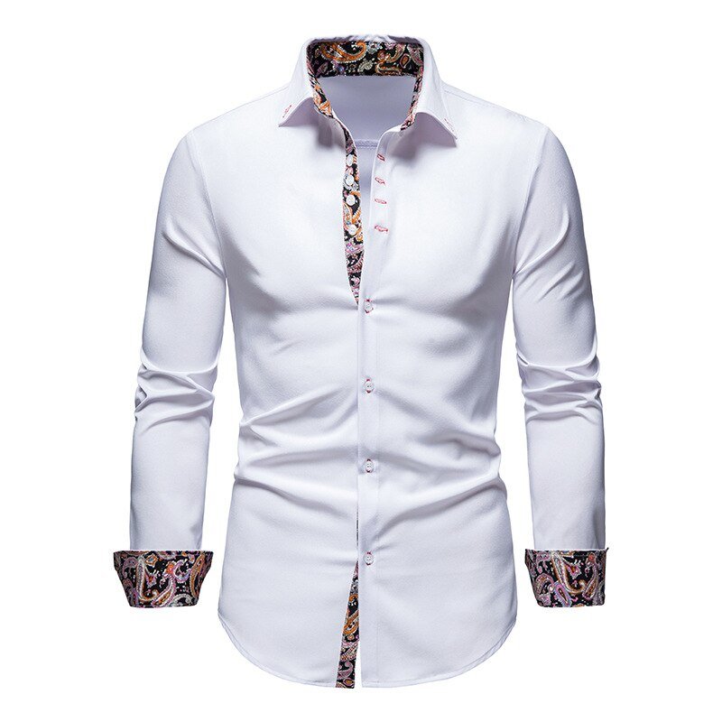 Men's Dress Shirt - Paisley Contrast Lining and Tailored Slim Fit